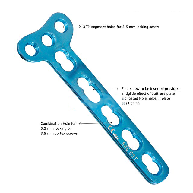 3.5mm Small T Plate - 3 Head Holes