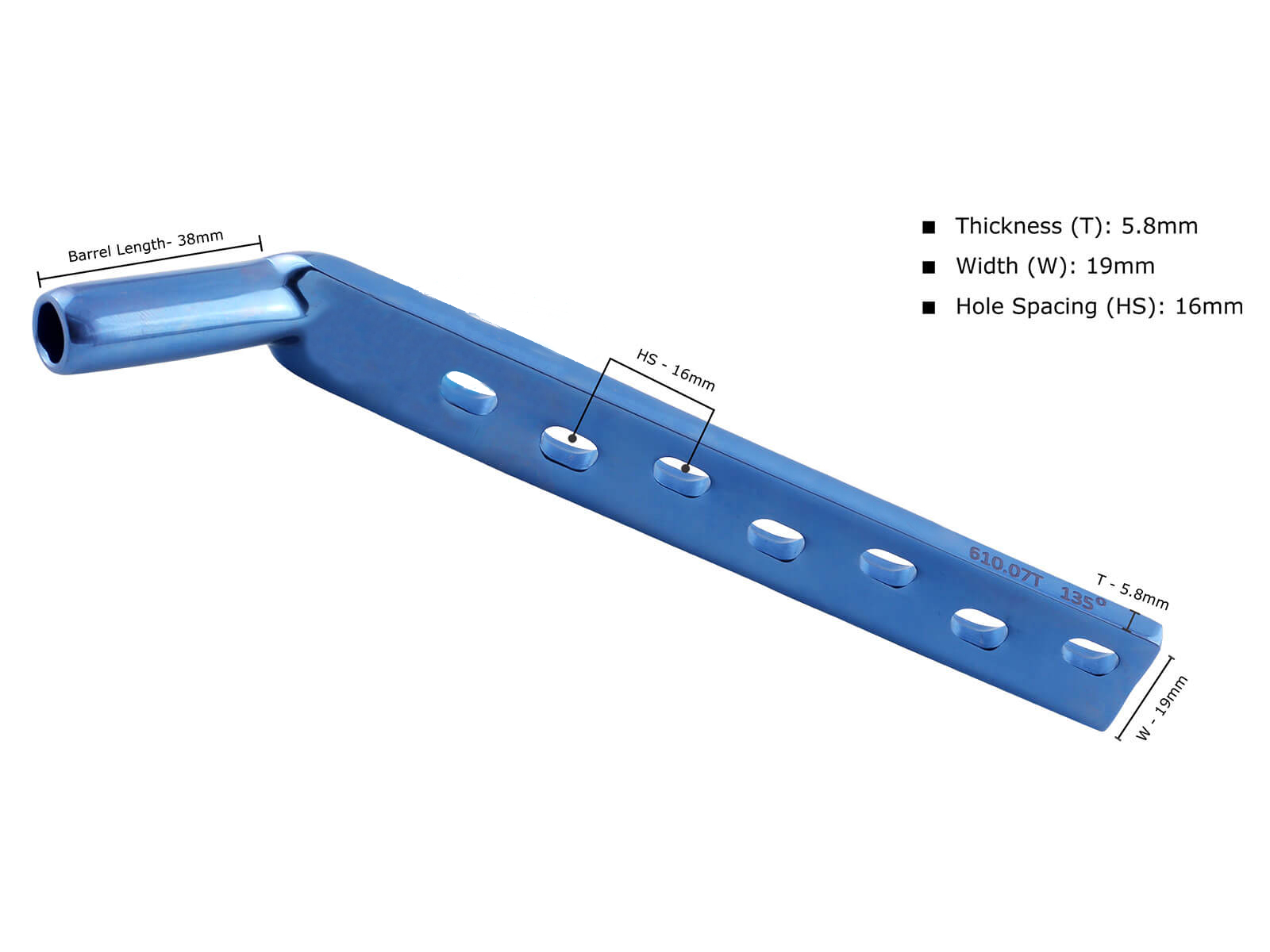 D.H.S. Barrel Plates with dynamic compression holes and slot for tension device